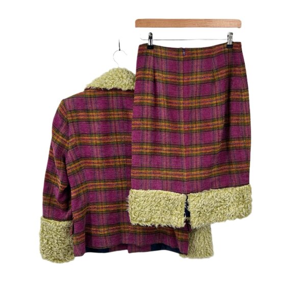 Concrete Clothiers Faux Fur Plaid Skirt & Blazer Set - Picture 3 of 5
